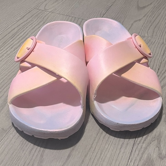 Gianni Bini Pink and Yellow Buckle Sandals, Size 11 - Picture 9 of 11